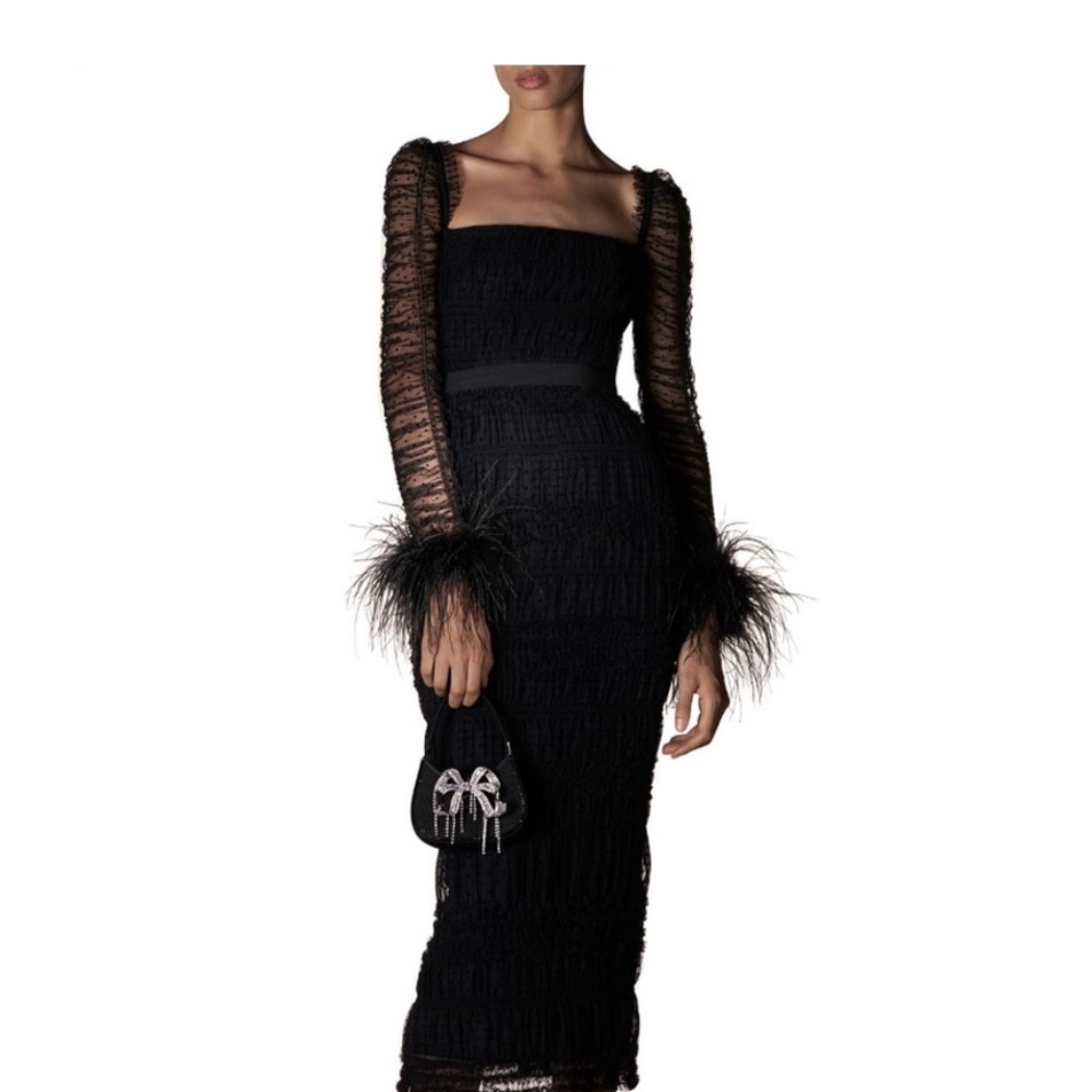 Self-Portrait Black Textured Dress. Never worn before with tags!
